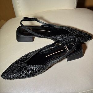 Dolce Vita Birdie Black Woven Slingback Kitten Heel Mule Womens 8 NWOT Raffia